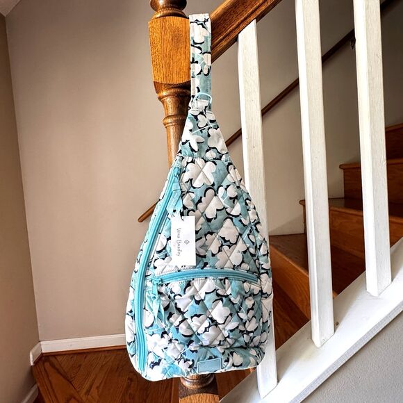 Vera Bradley Ultralight Essential Sling Backpack Cut Vines Cool NWT Rain Resist - Picture 1 of 12